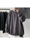 Plain Smoked Medium Thickness Fabric Oversize Unisex Long Sleeve
