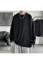 Plain Black Thin Fabric Oversize Unisex Long Sleeve - 2