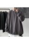 Plain Smoked Medium Thickness Fabric Oversize Unisex Long Sleeve - 3