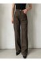 Brown Patterned Straight Jeans