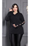 Plus Size Women's Black V-Neck Sleeve United Stone Blouse
