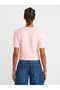 10651 Crew Neck Soft Textured Short Sleeve Knitwear Sweater-Pink - 2