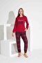 Women's Red Plaid Pattern Mother Daughter Combination Thermal Cloth Winter Warm Sleepwear Set - 6