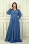 Women's Long Chiffon Evening Dress with Front Back V-Neck Pleat Lined Plus Size - 2