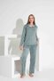 Women's Front Buttoned Long Sleeve French Velvet Fabric Mother-Daughter Combination Winter Warm Pajamas Set - 5