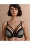 Margaret Black Gray Lace Underwire Supportless Vintage Front Stripe Bra