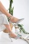 Bravery Shoes Ankle Stone Satin Material Heeled Women's Shoes - 2
