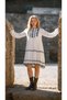 Black Floral Embroidery Embroidered Ecru Bohemian Dress