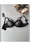 Margaret Black Gray Lace Underwire Supportless Vintage Front Stripe Bra - 4