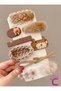 10-Piece Hearted Teddy Bear Floral Girl's Collet Buckle Set Coffee Tone - Braid Snap Clip Hair Clip - 5