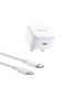 شاحن حائط بمنفذ USB-C بقوة 20 وات مع كابل USB-C إلى كابل Lightning بطول 1 متر - أبيض