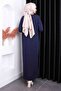 Navy Blue Stand Collar Mercerized Knitwear Dress - 4