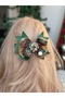 Authentic Gold Snowflake Patterned Layered Velvet Bow Buckle with Luxurious Design Stone Metal Brooch - 2