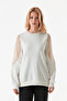 3 Yarn Sleeves Mesh Detail Crew Neck Sweatshirt - 8