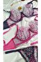 Women's Plum Fuchsia Tiny Floral Patterned Stylish Bra Panties Set - 8