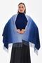 Tie Dye Sax Blue Tasseled Women's Shawl - 3