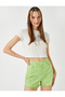 Printed Crop T-Shirt Crew Neck - 2