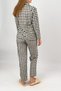 Women's Velvet Suede Front Buttoned Pocketed Winter Warm Elastic Waist Pajama Set Black Gingham - 8