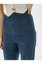 Silky Textured Trousers with Elastic Waist Pockets - 5