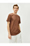 Basic T-Shirt Label Detailed Short Sleeve Crew Neck Cotton