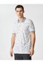 Polo Neck T-Shirt Floral Buttoned Short Sleeve Slim Fit - 3