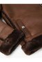 Biker Jacket Faux Leather Plush Detail Zipper Pocket - 7