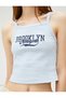Crop Ribbed Tank Top Thin Straps Embroidered Cotton - 5