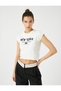 Crop T-Shirt New York Printed Short Sleeve Crew Neck