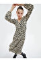Floral Midi Dress - Long Sleeves, Double Breasted and Cuffed