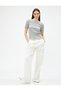 Ribbed T-Shirt Sleeves with Ruffle Detail