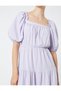 Midi Balloon Sleeve Dress Tiered Square Neck - 5