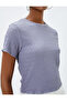 Crop T-Shirt Basic Textured Crew Neck Cotton - 5