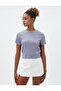 Crop T-Shirt Basic Textured Crew Neck Cotton - 3