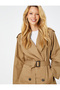 Trench Coat Midi Length Belted Pocket Detailed Buttoned