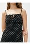 Mini Polka Dot Dress with Thin Straps, Window Detail, Ruffle Detail, Bow Detail - 5