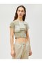 Crop T-Shirt Color Blocked Crew Neck Short Sleeve - 3