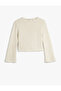 Crop T-Shirt Long Sleeve Crochet Crew Neck - 7