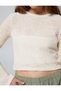 Crop T-Shirt Long Sleeve Crochet Crew Neck - 5