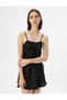 Satin Nightgown with Thin Straps and Window Detail - 2