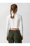 Long Sleeve T-Shirt Crop Printed Crew Neck - 4