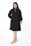 Women's Plus Size Black Neckline Detailed Cuffed Lycra Crepe Fabric Dress 65N38491 - 8
