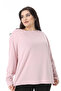 Women's Plus Size Pink Crew Neck Long Sleeve Blouse 65N38538