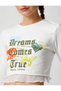 Long Sleeve T-Shirt Crop Printed Crew Neck - 5
