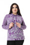 Women's Plus Size Purple Collar Eyelet Lace Detailed Raglan Sleeve Sweatshirt 65N38517 - 7