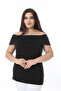 Women's Plus Size Black Madonna Collar Lycra Blouse 65N38544