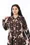 Women's Plus Size Coffee Front Placket Button up Shirt Collar Long Sleeve Dress 65N38582 - 4