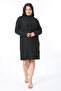 Women's Plus Size Black Soft Fabric Crew Neck Long Sleeve Dress 65N38591 - 8