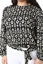 Women's Plus Size Black Waist Belt Tie Print Blouse 65N38705 - 5