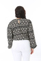 Women's Plus Size Black Waist Belt Tie Print Blouse 65N38705 - 6