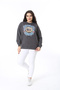 Women's Large Size Smoked Front Printed Sweatshirt 65N38616 - 3